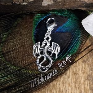 5/$25 Dragon Charm~Clip-on Charm for Bracelet~Bag clip~Zipper~Wallet~Viking~Goth